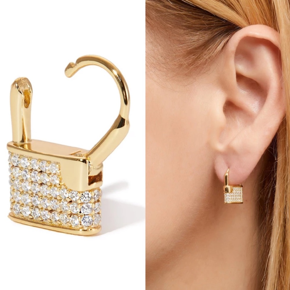 ✨Dainty Austrian Crystal Padlock Earrings✨ - Picture 4 of 5